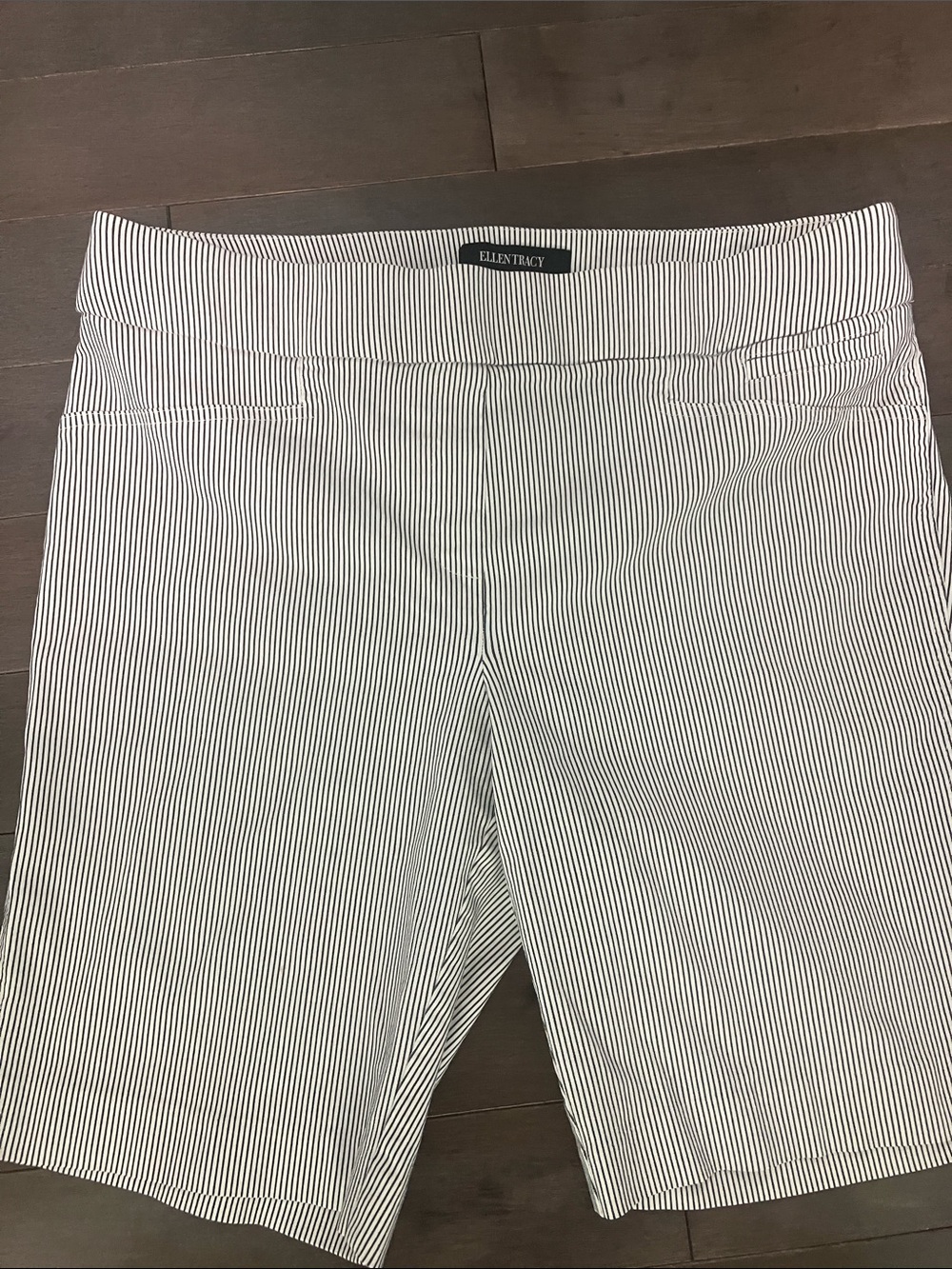 Ellen Tracy Black and White Pinstripe Bermuda Shorts